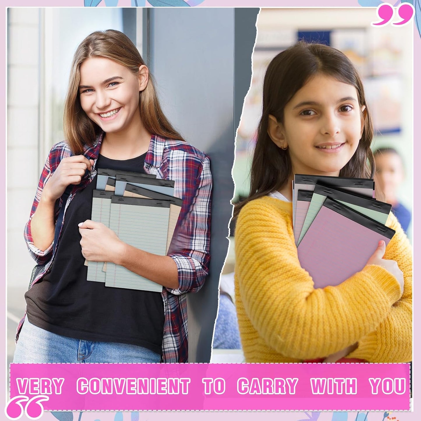 Lincia 24 Pcs 12 Pcs 5" x 8" Small Legal Pads Colored Lined Note Pads Narrow Ruled Writing Notepads 50 Sheets Per Micro Paper Notebook Lined and Perforated for College Office Supplies (Sweet Colors)