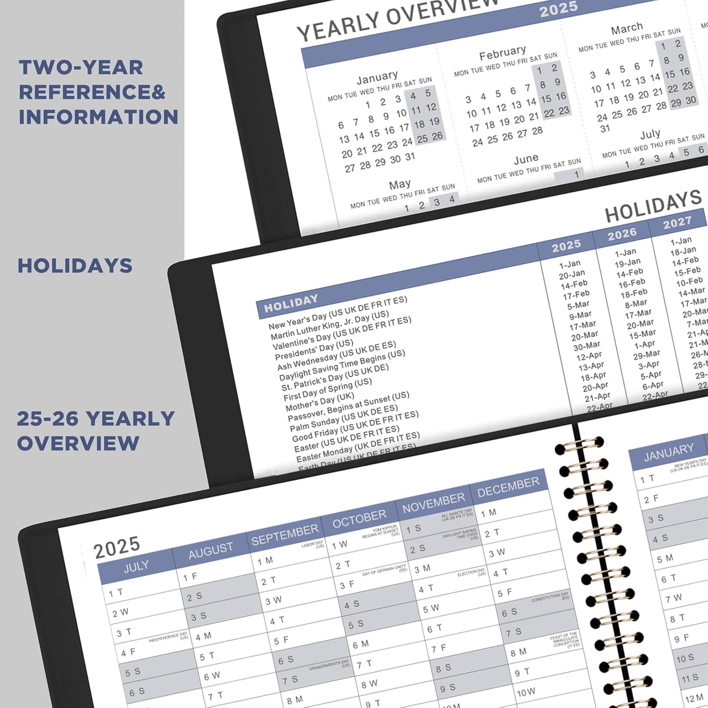 2025-2026 Weekly Appointment Book - Daily Hourly Planner 2025-2026 from Jul. 2025 - Jun. 2026, 8.5" x 11", 15-Minute Interval, Monthly Tabs, Leather Cover, Perfect for Your Life