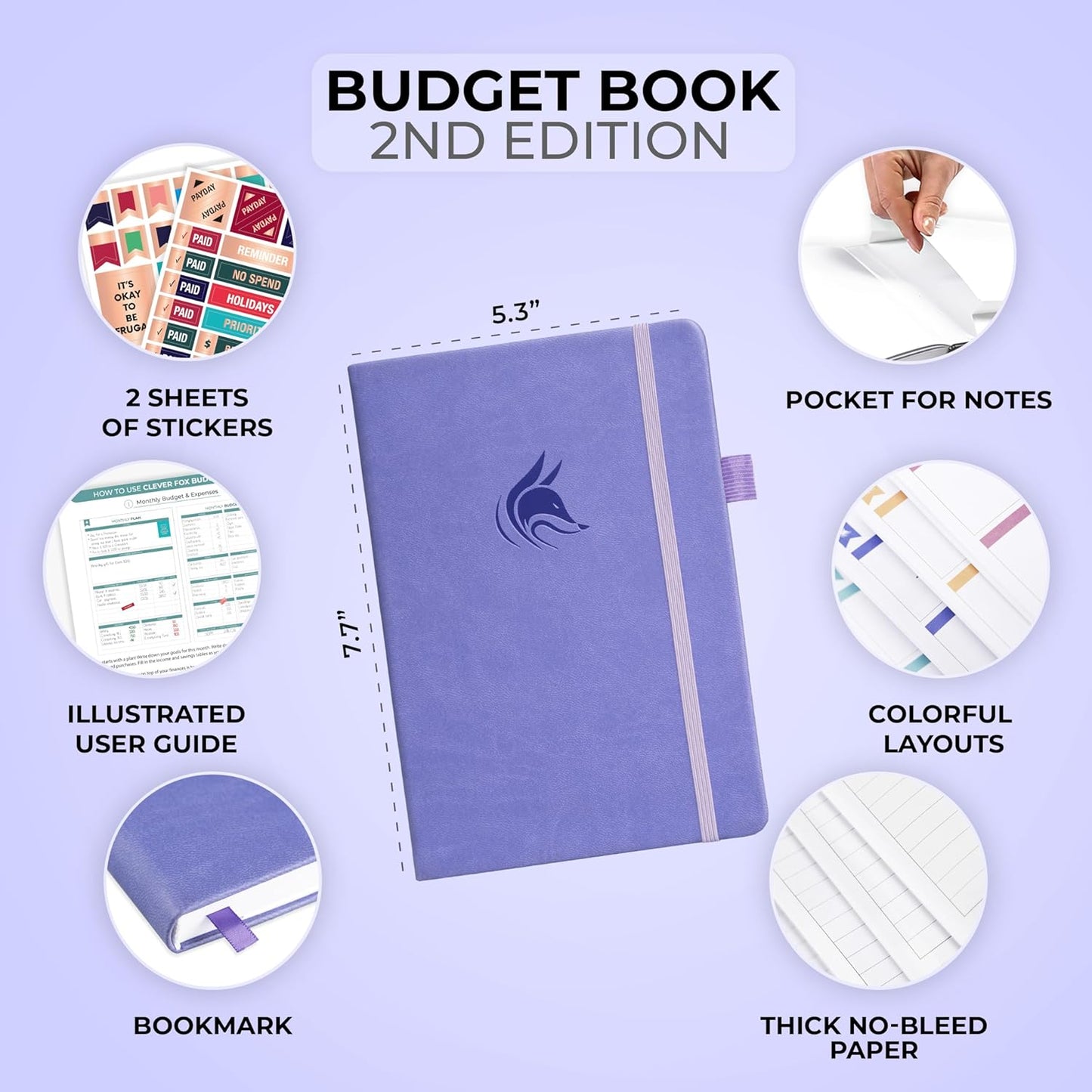 Clever Fox Budget Book 2.0 – Simple Budgeting Planner for Beginners – Financial Notebook with Money Spending, Debt & Bill Tracker (Lavender)