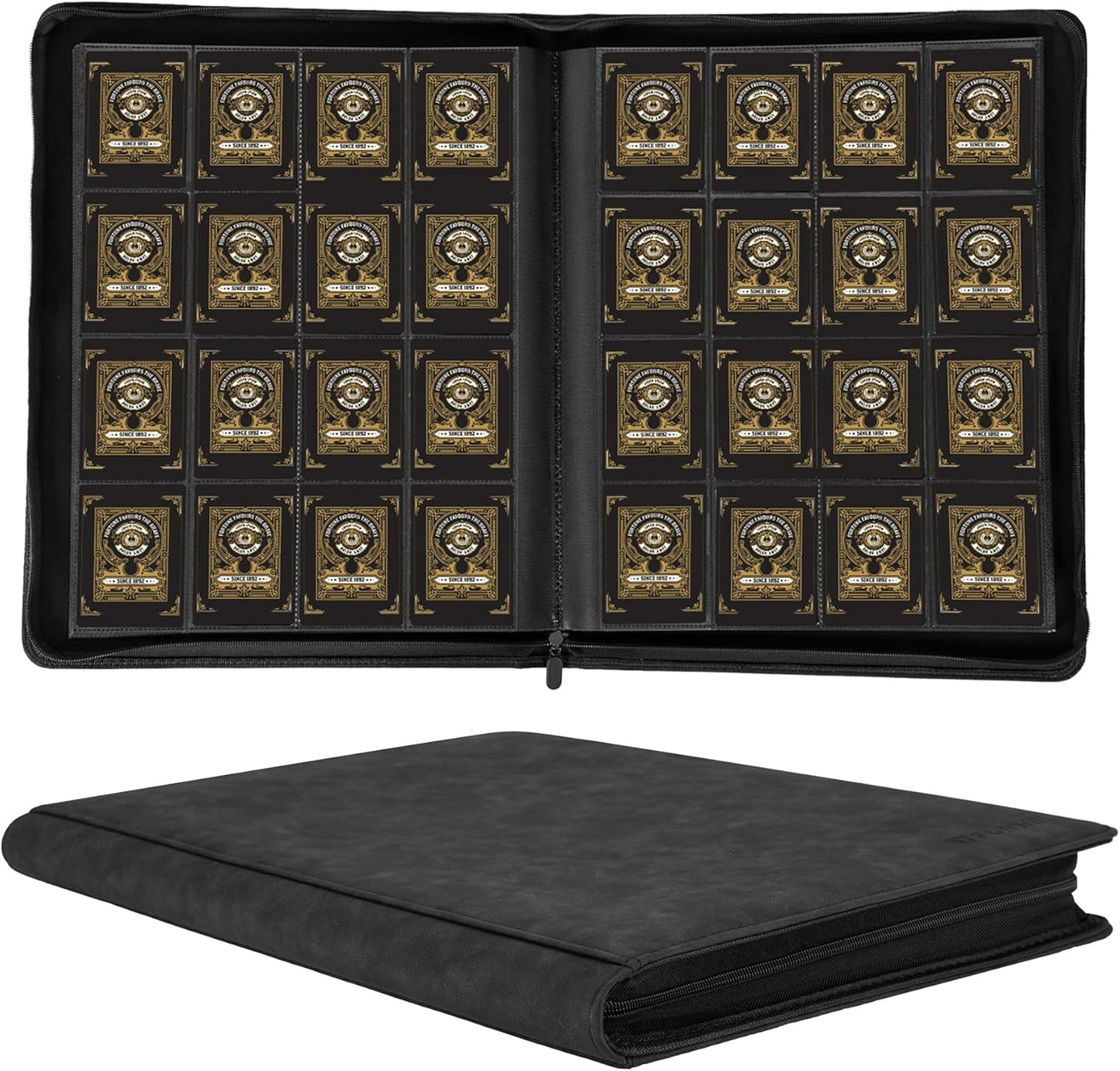 1000+ Pockets Trading Card Binder, 16 Pockets Trading Card Binder Ringless Side Loading Trading Card Album Folder for TCG,MTG,Sports Cards (Black)