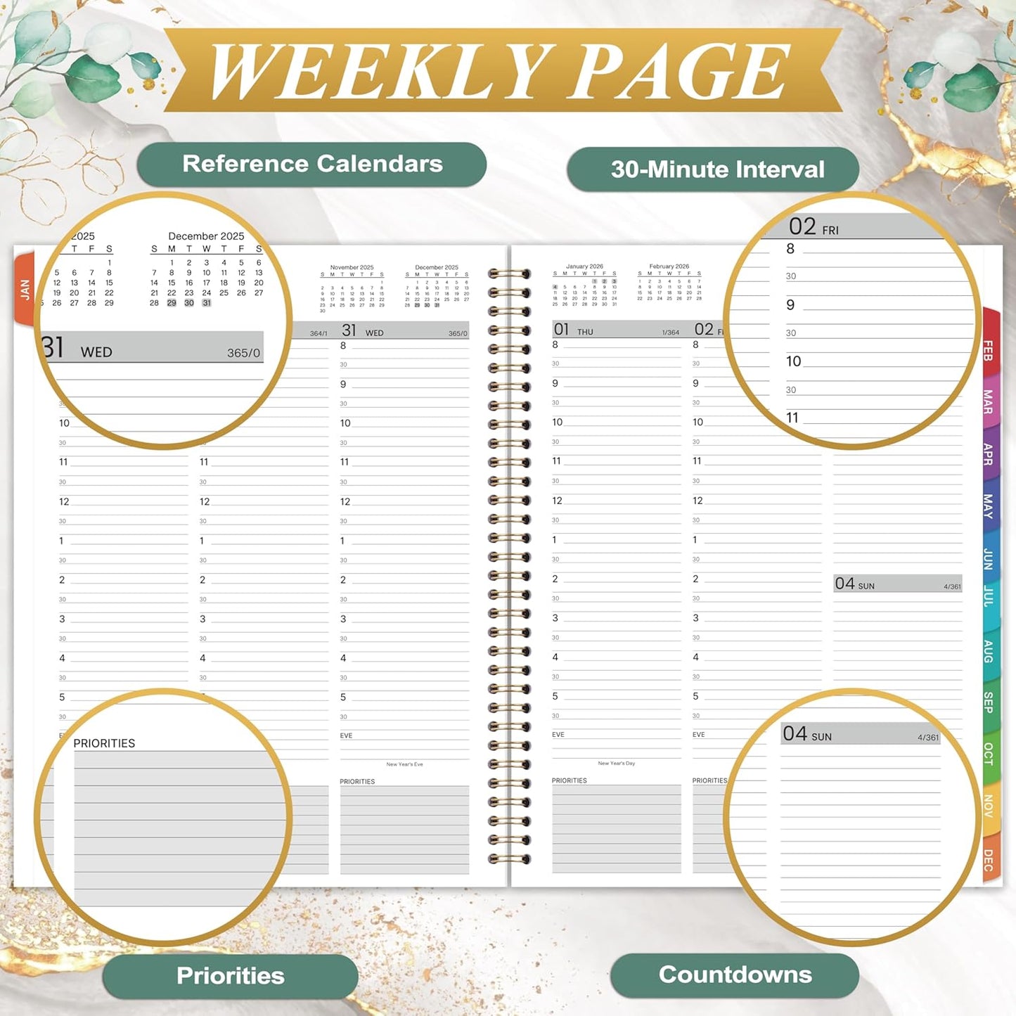 2026 Appointment Book - Daily Planner 2026, 8.5'' x 11'', Weekly Appointment Planner, January 2026 - December 2026, Daily Planner with 30-Minute Interval
