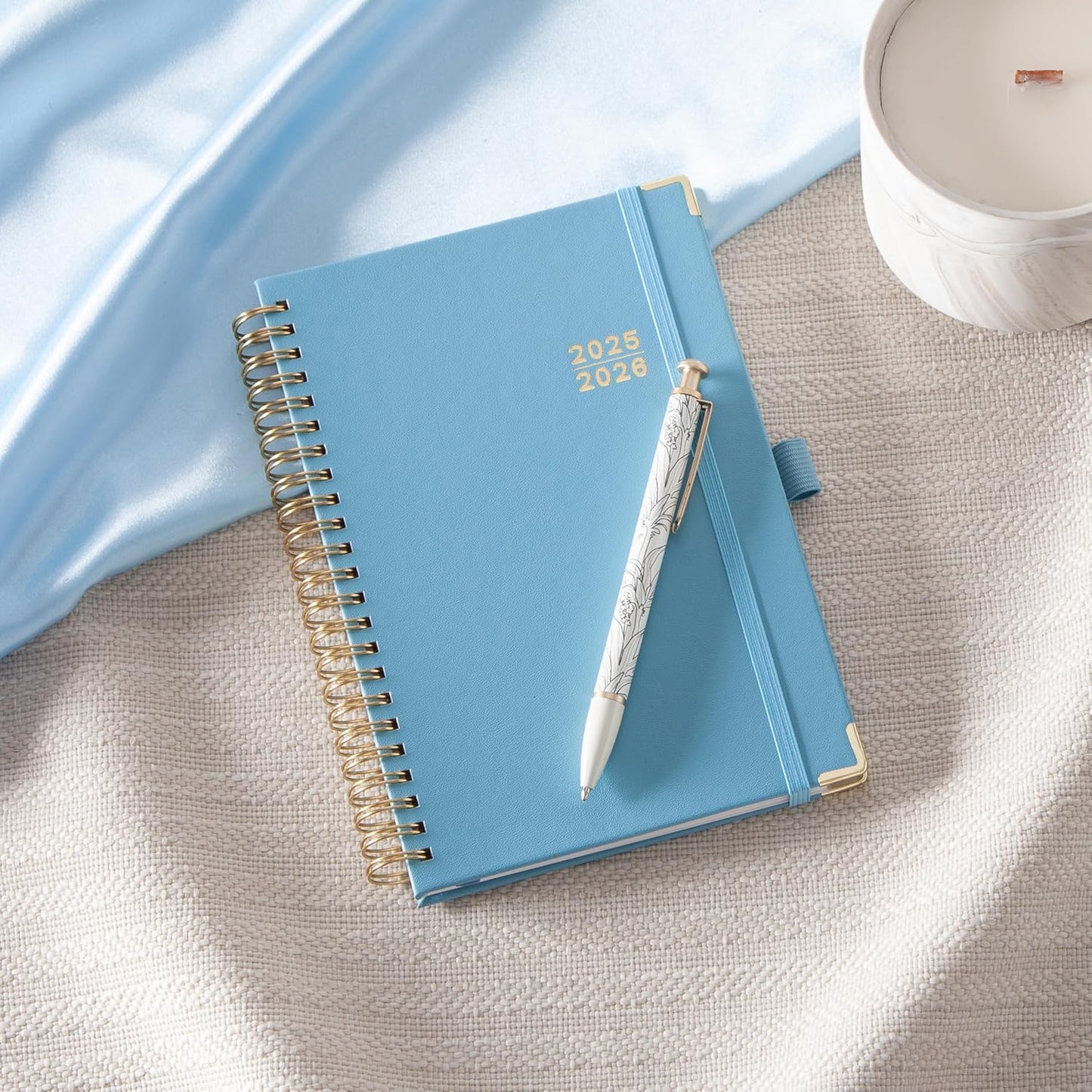 Blue Sky 2025-2026 Academic Year Weekly and Monthly Planner Calendar, July 2025 - June 2026, 12-Month, 5" x 8", Faux Leather Cover, Wirebound, Storage Pocket, Laminated Tabs, Blue Haze