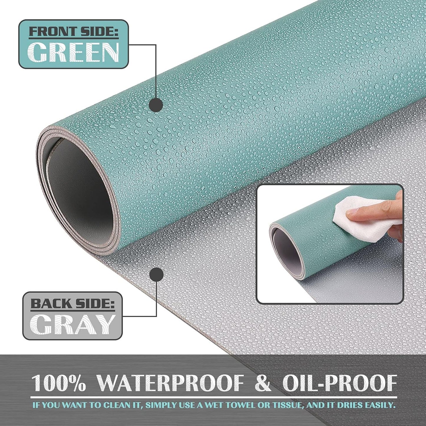 K KNODEL Large Office Leather Desk Mat, Mouse and Keyboard Pad, Computer and Laptop Mat, Desktop Protector and Cover, Writing Pad and Blotter (35.4"x17", Green)