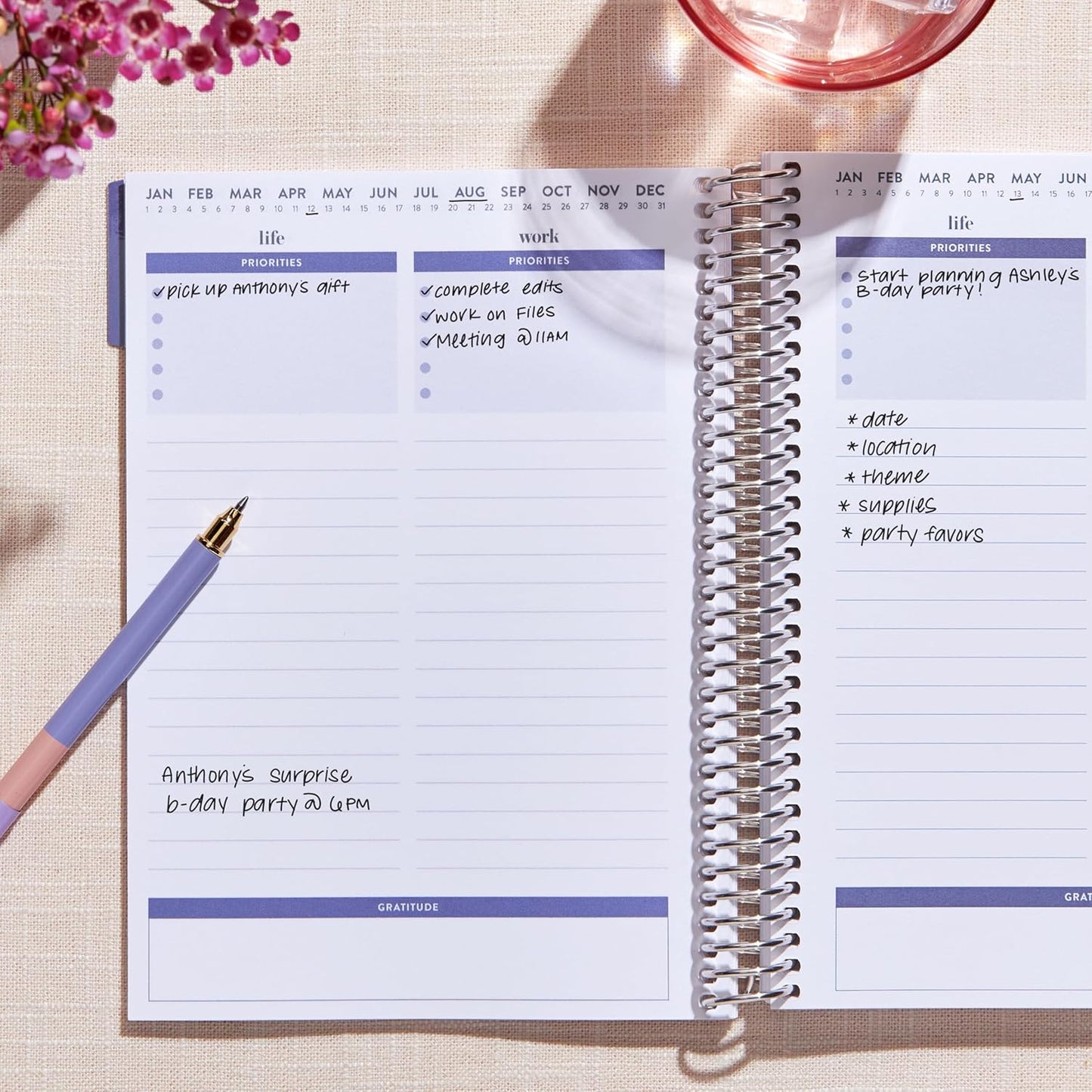 Erin Condren A5 Spiral Work Life Balance Journal | Features Pages of Thick, Bleed Resistant 80 lb. Paper to Boost Productivity