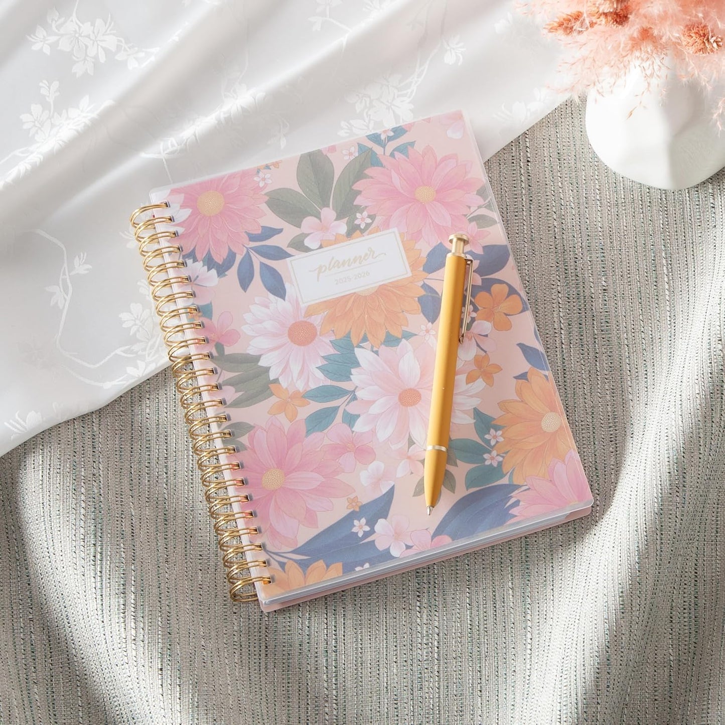 Blue Sky 2025-2026 Weekly and Monthly Academic Year Planner Calendar, July 2025 - June 2026, 5.8" x 8.6", Flexible Cover, Wirebound, Laminated Tabs, Storage Pocket, Daisy Garden