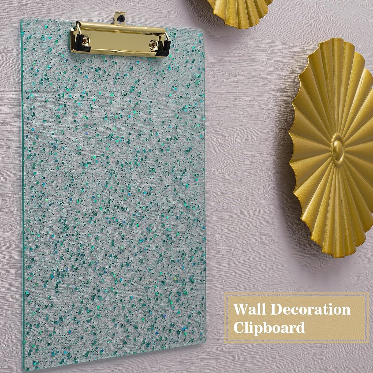 Hongri Plastic Acrylic Glitter Clipboard, 8.5x11" Stardard Letter A4 Size Clipboards for Classroom, Taecher, Women.Cute Confetti Clip Board, Office Supplies, School Supplies.