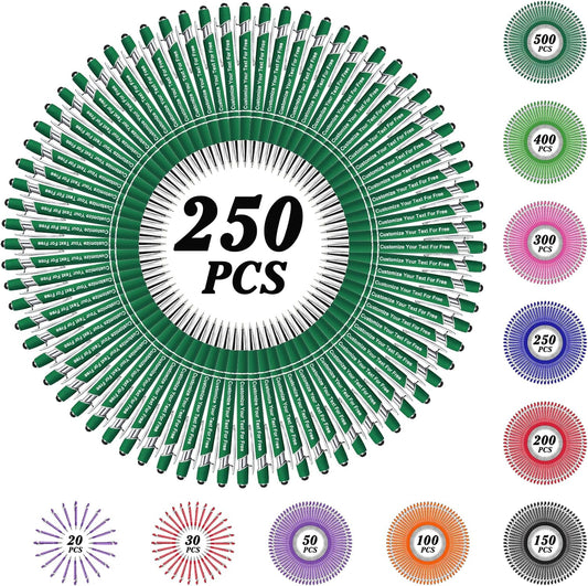 Max 500 Pcs Personalized Pens Bulk, Custom Pens with Free Engraving, Customized Stylus Tip Ballpoint Pen with Your Name Massage Text for School Office Business Graduation Anniversaries-250 Packs