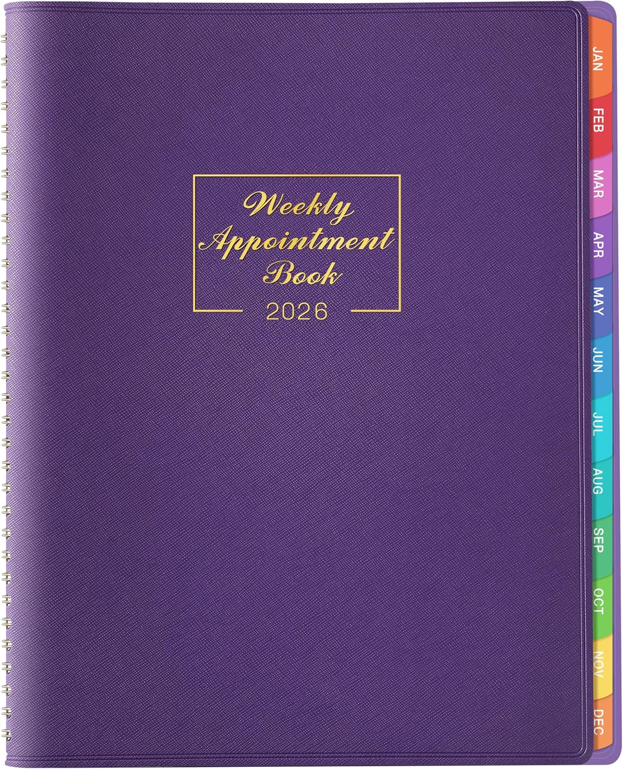 2026 Weekly Appointment Book - Daily Planner 2026 from January 2026 - December 2026, 8.5" x 11", 15-Minute Interval, Flexible Leather Cover, 12 Monthly Tabs, Back Pocket