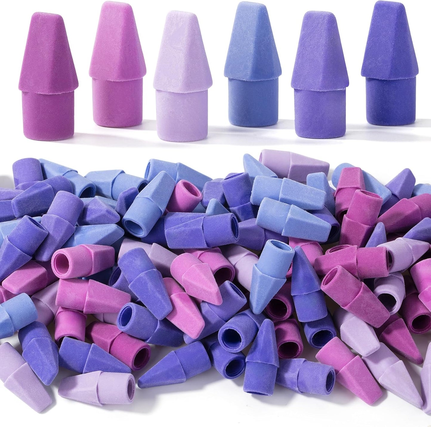 Mr. Pen- Pencil Top Erasers, 120 Pack, 6 Different Purple Shade Colors, Latex-Free & No Smudge Pencil Eraser Tops, Back to School Supplies
