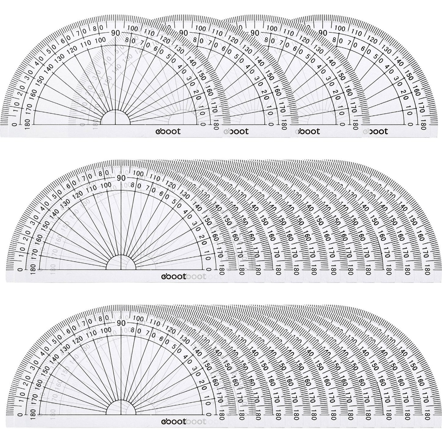 eBoot 28 Pack Clear 180 Degree Plastic Protractors for Angle Measurement, 10 cm