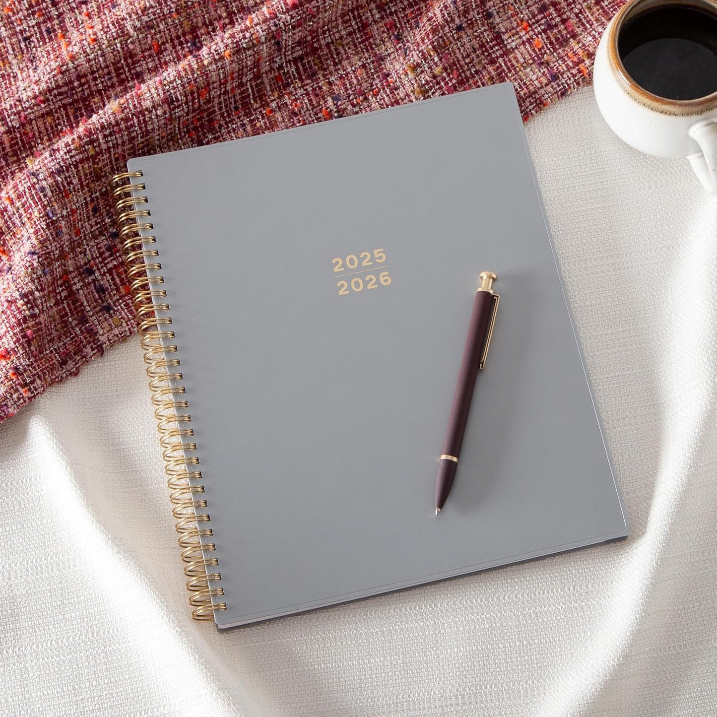 Blue Sky 17 Month 2025-2026 Weekly and Monthly Academic Year Planner Calendar, August 2025 - December 2026, 8.5" x 11", Flexible Cover, Wirebound, Laminated Tabs, Silver Metallic