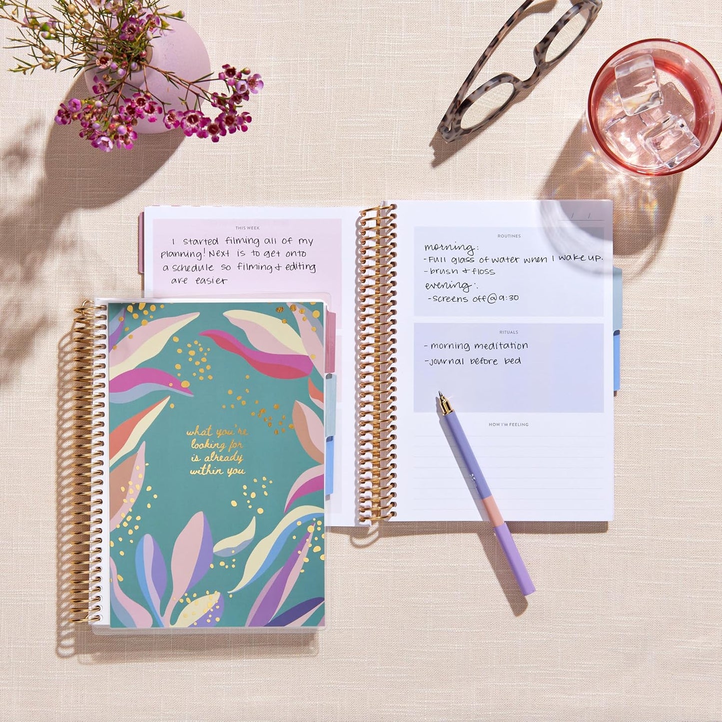 Erin Condren A5 Spiral Daily Routines & Rituals Journal | 3 Months Of Daily Intentions. Weekly And Monthly Check-In Pages, Lined Notes Sections.