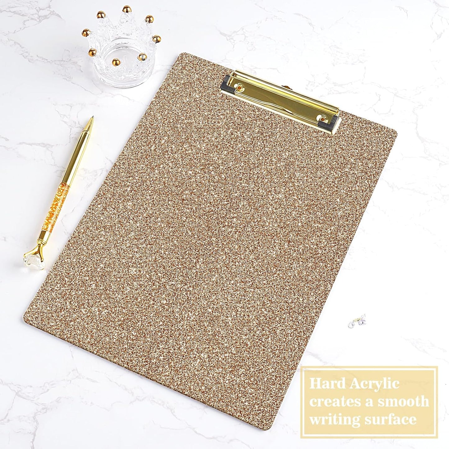 Hongri Plastic Acrylic Glitter Clipboard, 8.5x11" Stardard Letter A4 Size Clipboards for Classroom, Taecher, Women.Cute Confetti Clip Board, Office Supplies, School Supplies.