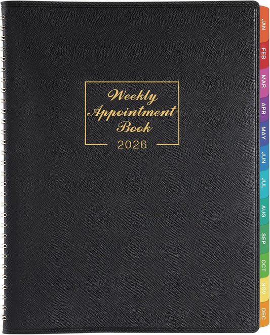 2026 Weekly Appointment Book - Daily Hourly Planner 2026 from January 2026 - December 2026, 8.5" x 11", 15-Minute Interval, Monthly Tabs, Leather Cover, Perfect for Your Life