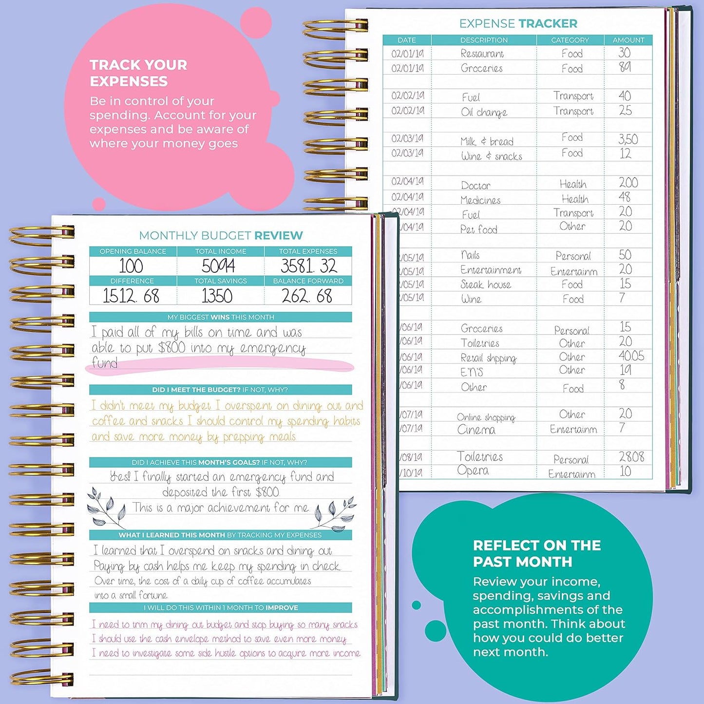 Clever Fox Budget Planner & Monthly Bill Organizer With Pockets. Expense Tracker, Budgeting Journal & Financial Book. Medium, 5.1x8.2" (Dark Teal)