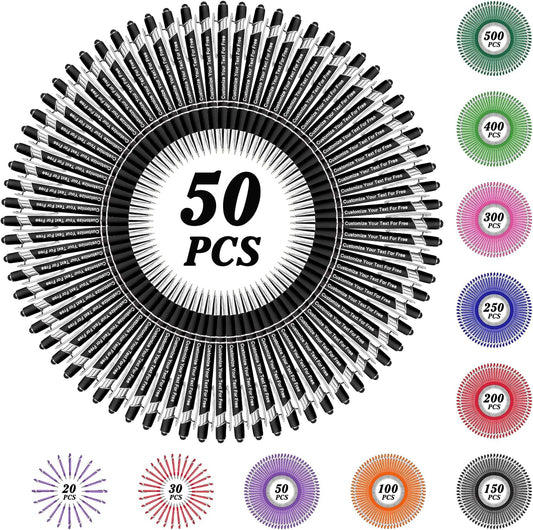 Max 500 Pcs Personalized Pens Bulk, Custom Pens with Free Engraving, Customized Stylus Tip Ballpoint Pen with Your Name Massage Text for School Office Business Graduation Anniversaries-50 Packs