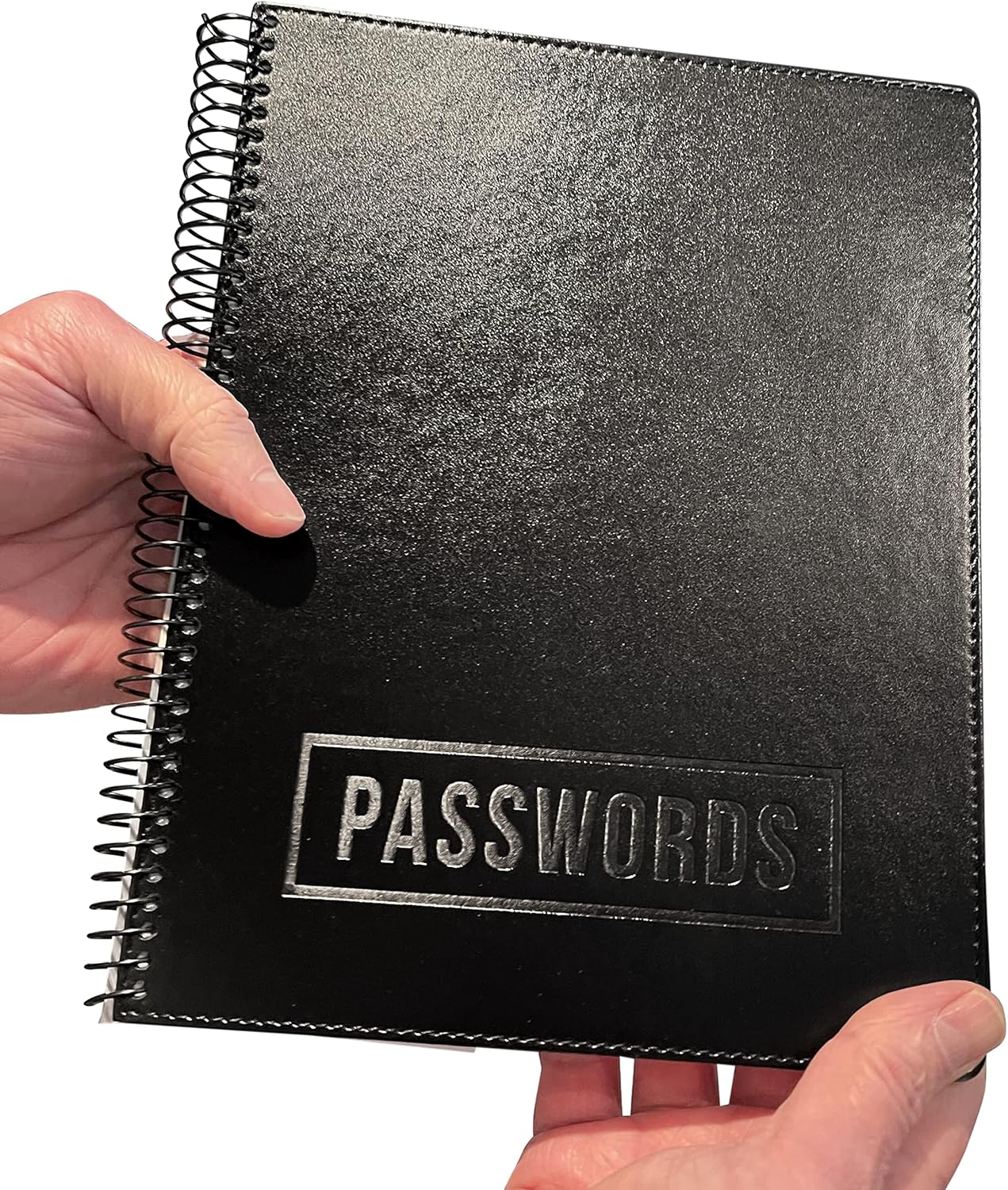 RE-FOCUS THE CREATIVE OFFICE, Executive Password Keeper Book, Black, Flexible Faux-Leather Cover, Spiral Bound