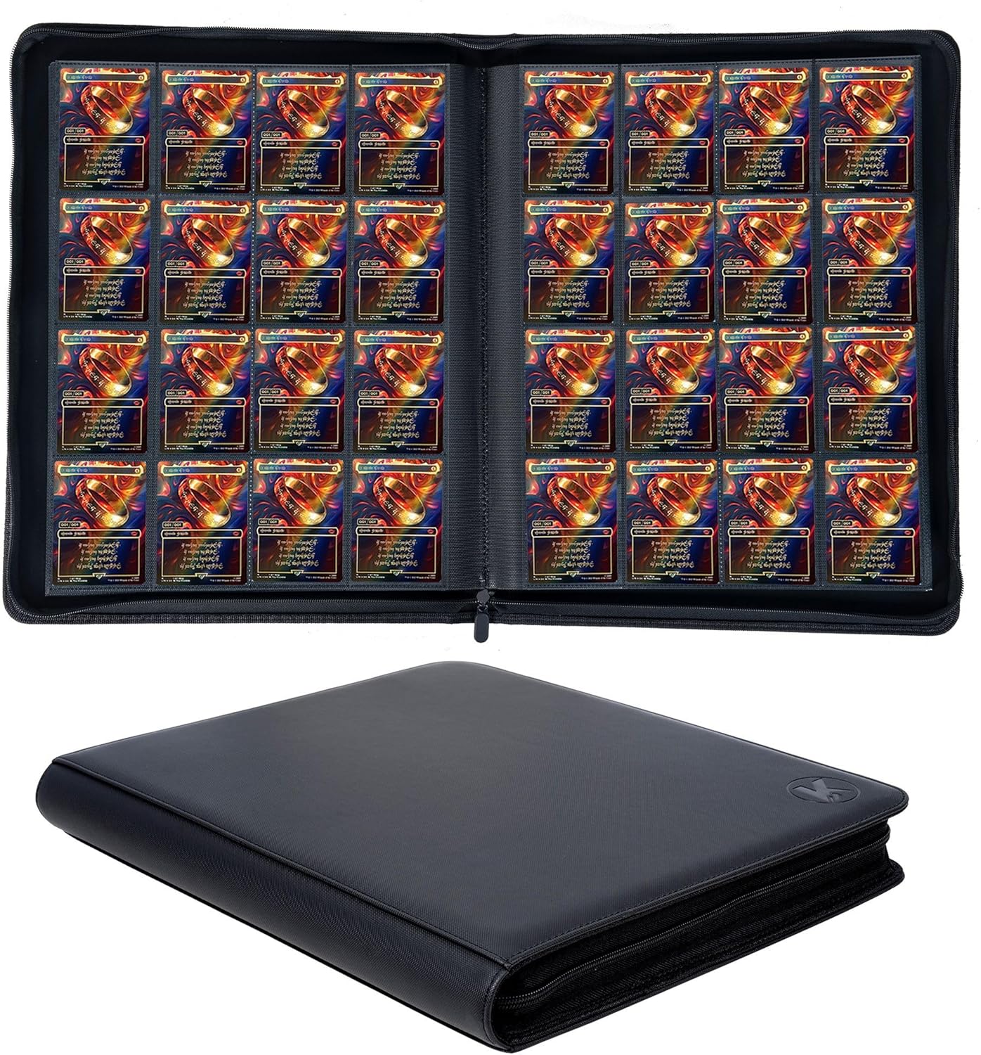 1600+ Pockets Trading Card Binder, 16-Pocket Card Ablum Compatible with MTG,Sports Cards & Other Standard Size Trading Card (BLACK)