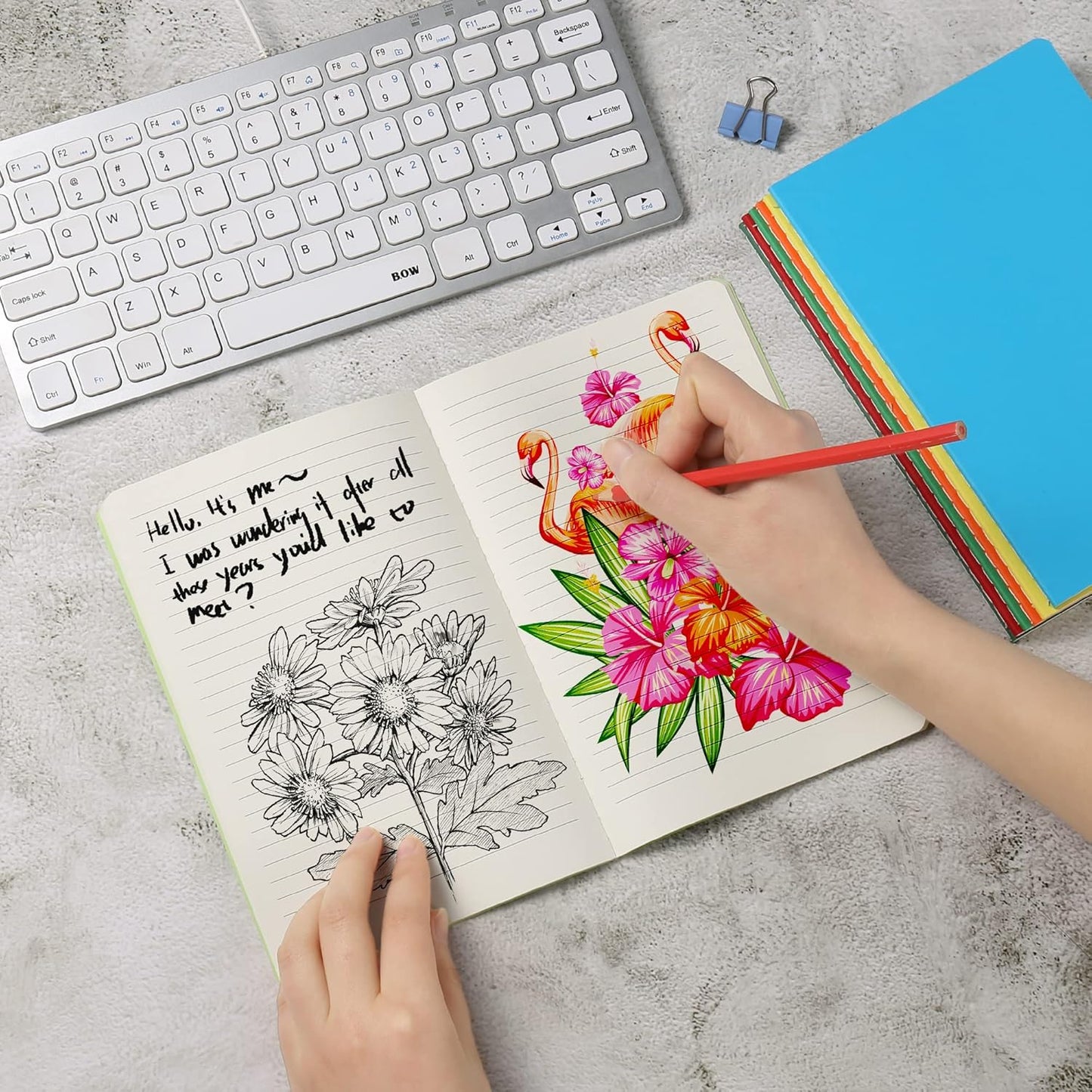 24 Pack College Ruled Notebook & Journal Bulk, Multi Cover, Line Thick Paper, A5 Size, 5.5x8.3 inch, 60 Page, Small Subject Composition Note Pad Set for Women Men Kids Traveler Student Office