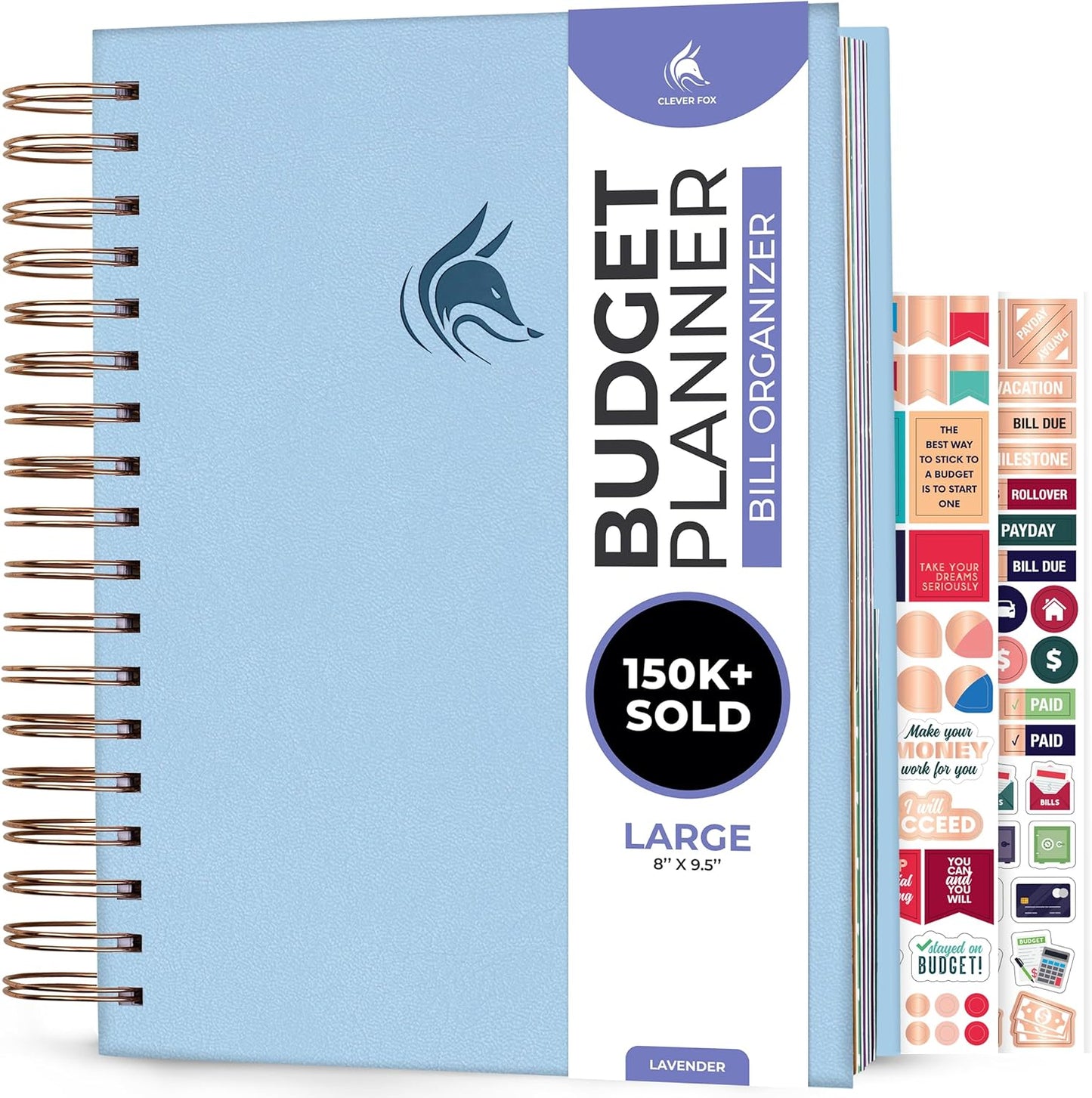 Clever Fox Budget Planner & Monthly Bill Organizer With Pockets. Expense Tracker, Budgeting Journal & Financial Book. Large, 8x9.5" (Lavender)