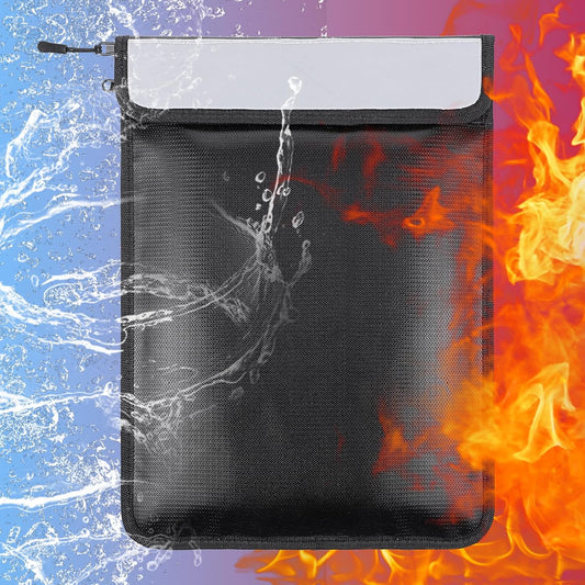 1 Pcs 5200°F Upgraded Fireproof Document Bag, Fire and Water Resistant Bag with Zipper for Documents, 15 x 11 Inch Waterproof Fireproof Money Bag for Important Document Storage Organizer(Black)