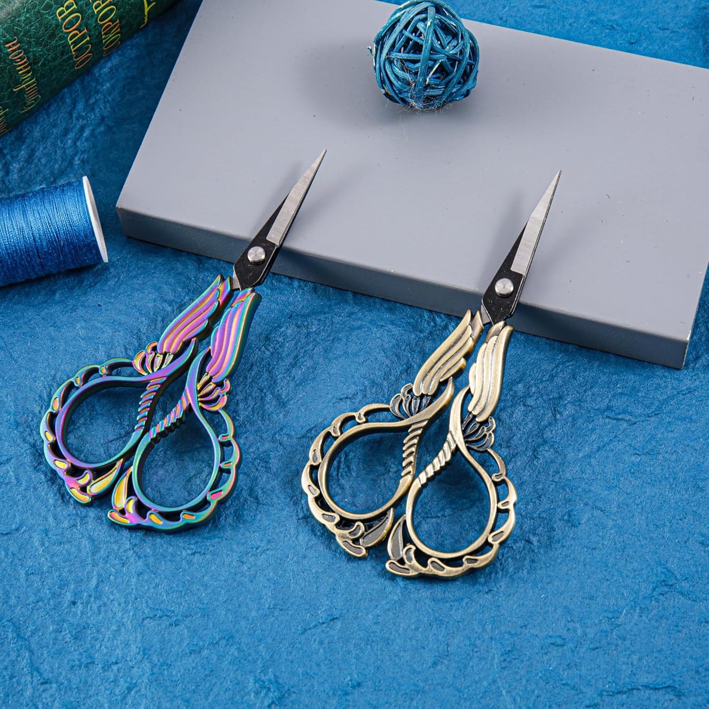 2-Pack Embroidery Scissors Kit with Covers - Cute Cut-Out Design Handles, Sharp Tips for Precise Cutting - Ideal for Craft, Sewing, and More