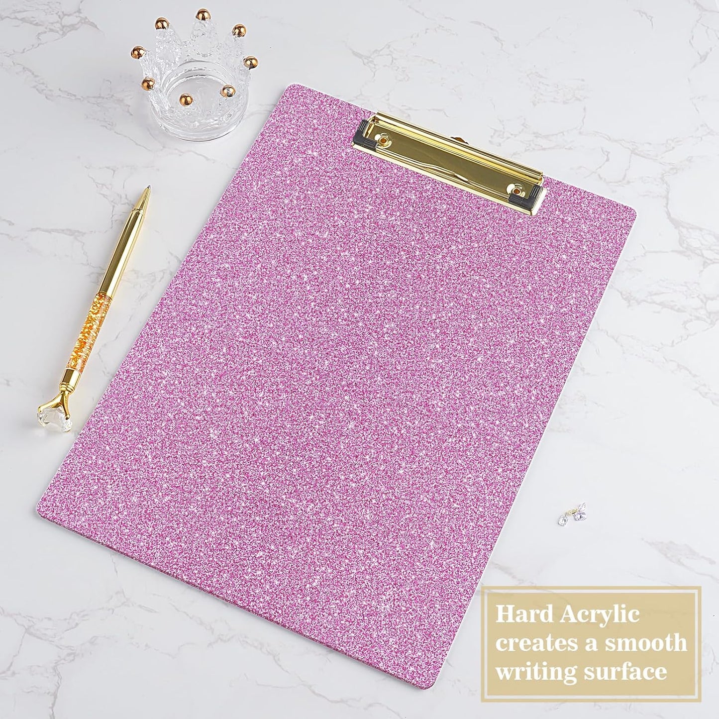 Hongri Plastic Acrylic Glitter Clipboard, 8.5x11" Stardard Letter A4 Size Clipboards for Classroom, Taecher, Women.Cute Confetti Clip Board, Office Supplies, School Supplies.
