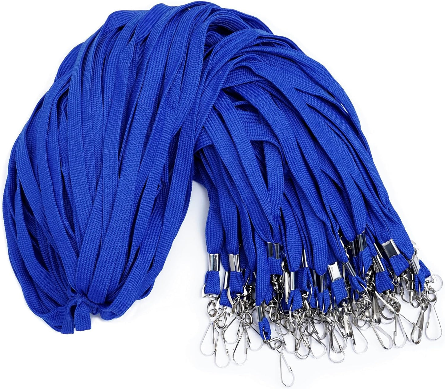 100-Pack Blue Lanyards for ID Badges with Swivel J-Hooks - Versatile Neck Lanyard for Keys, Card Holders, Whistles, and More - Ideal for Offices, Teachers, Kids, and Cruise Ship Cards