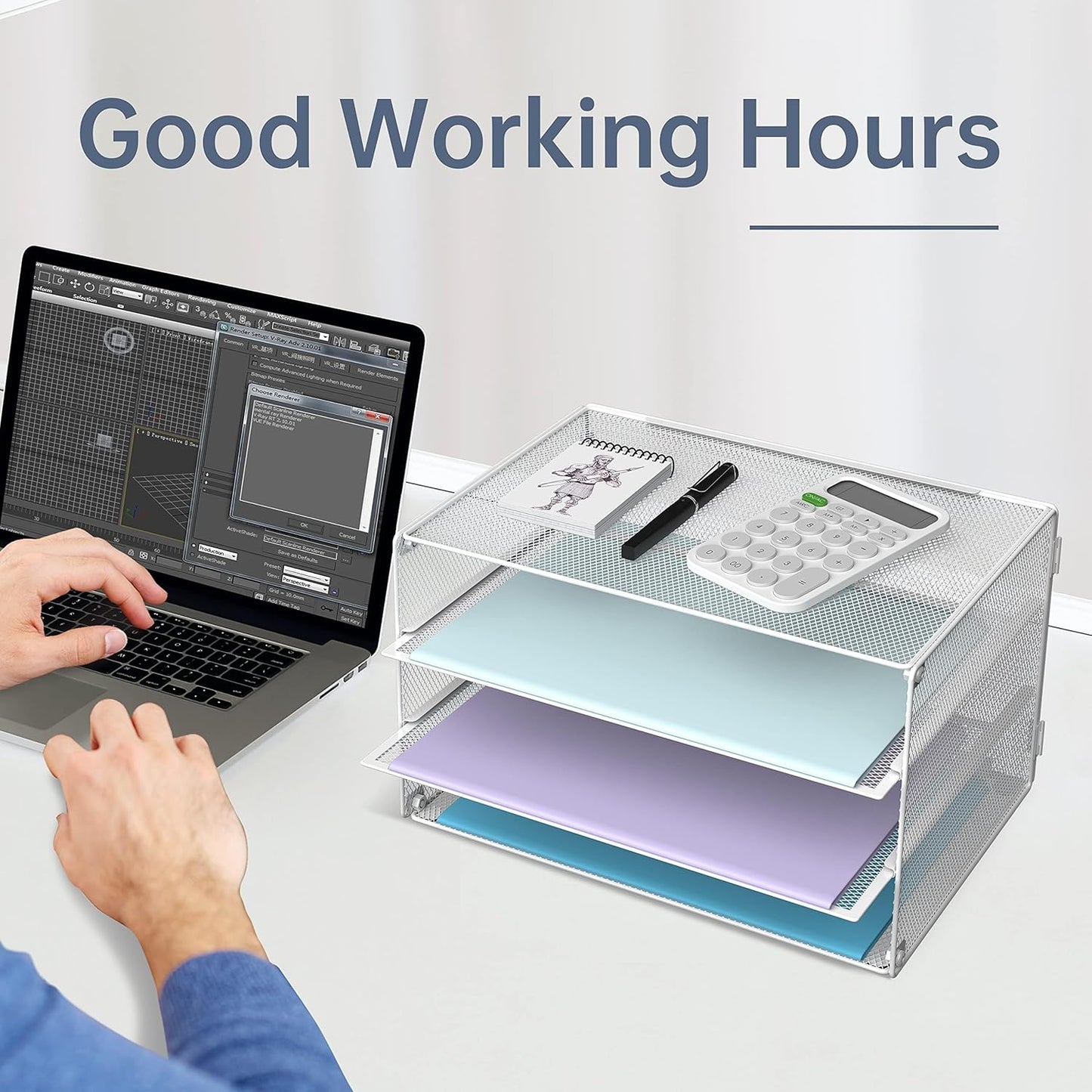 DALTACK 3 Tier Letter Tray Paper Organizer Mesh Metal Desk File Organizer for Home & Office, White 2 Pack