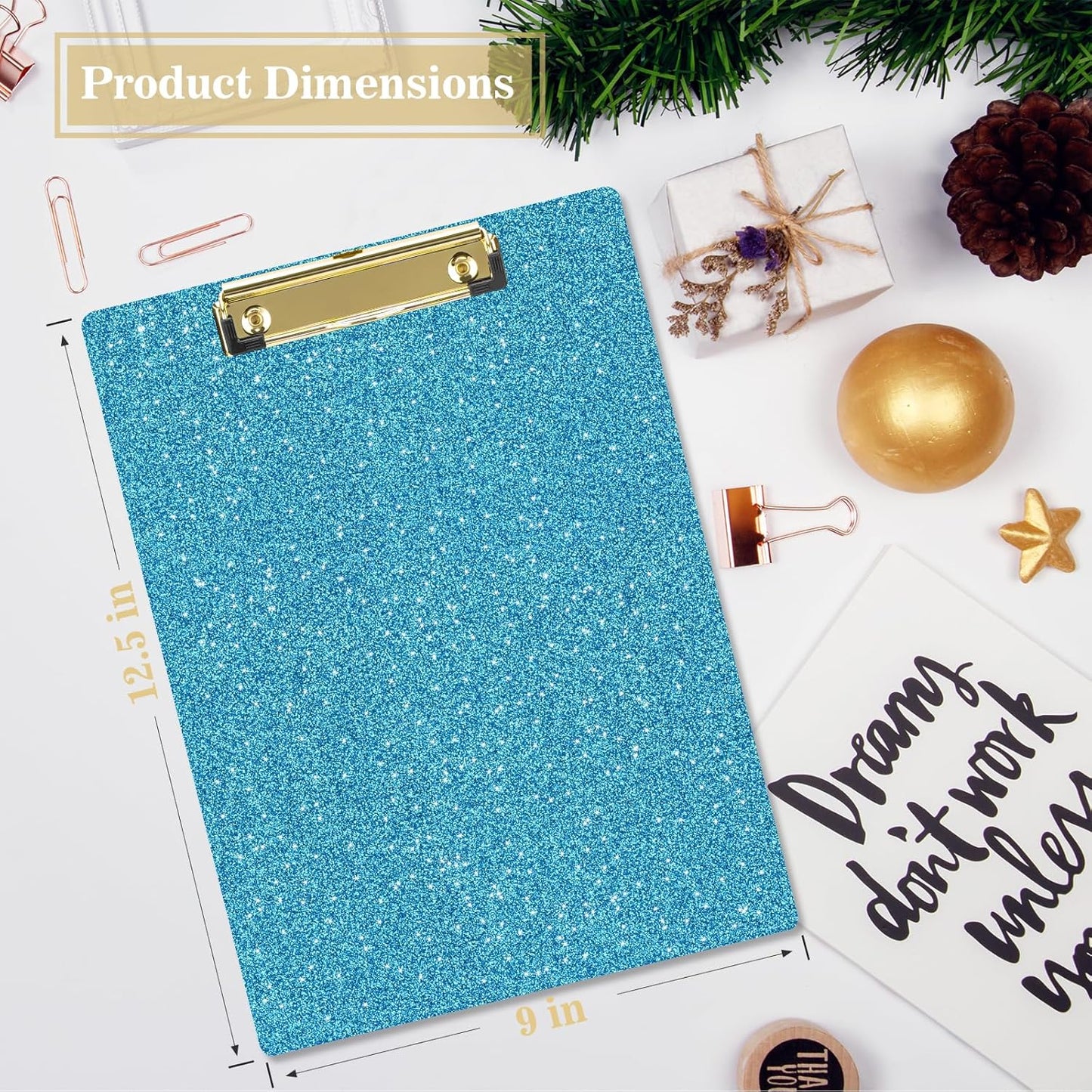 Hongri Plastic Acrylic Glitter Clipboard, 8.5x11" Stardard Letter A4 Size Clipboards for Classroom, Taecher, Women.Cute Confetti Clip Board, Office Supplies, School Supplies.