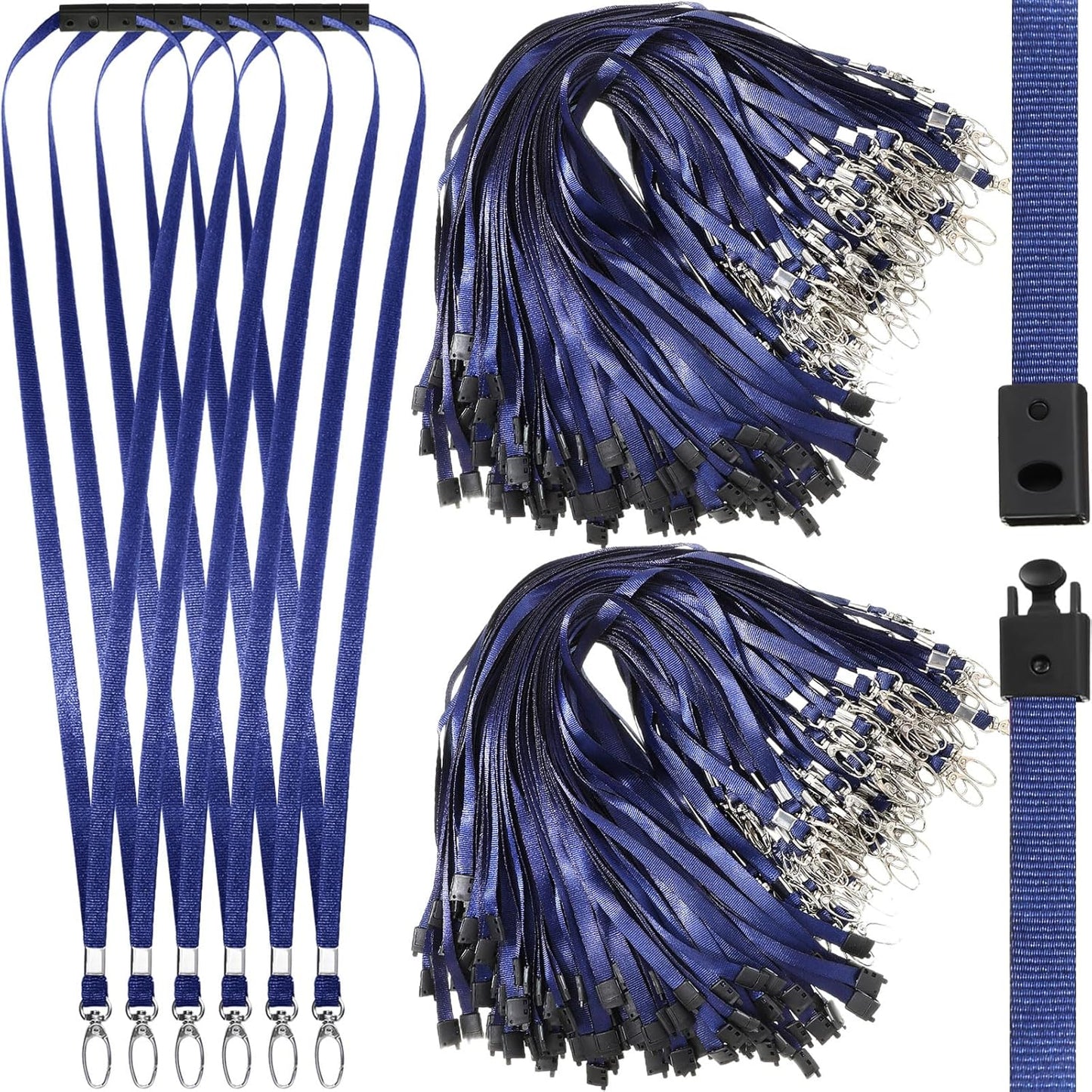Harloon 150 Pcs Lanyards Breakaway Bulk Neck Flat Lanyard with Detachable Buckle and Clip Swivel Hooks for Badge Holder
