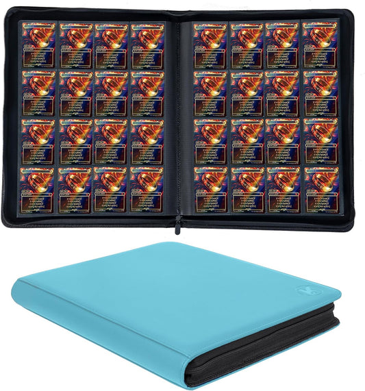 1000+ Pockets Trading Card Binder, 16-Pocket Card Ablum Compatible with MTG,Sports Cards & Other Standard Size Trading Cards (LIGHT BLUE)