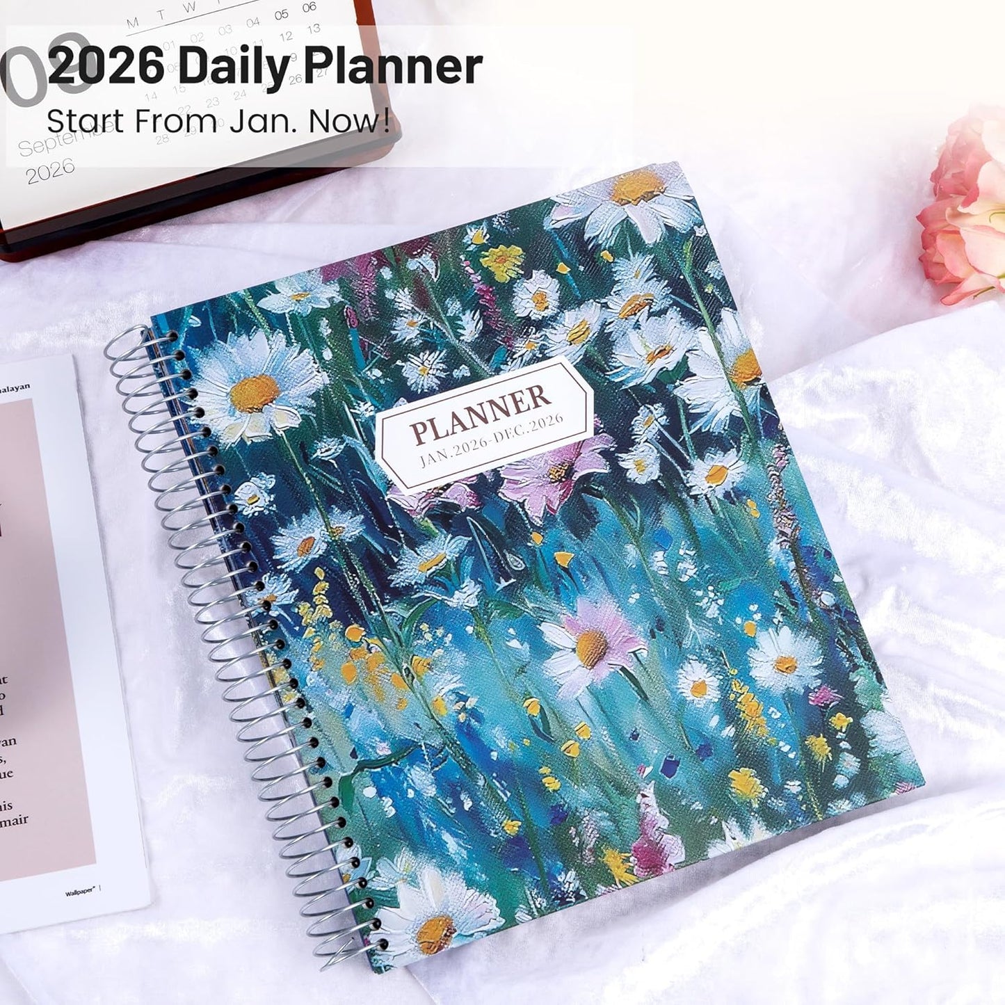 CAGIE Planner 2026 Monthly (Jan. 26-Dec. 26), 12 Month Academic Planner 8.5"x11", Large Daily Planner with Hourly Timeslot, Monthly Tab, Spiral Binding, Bookmark