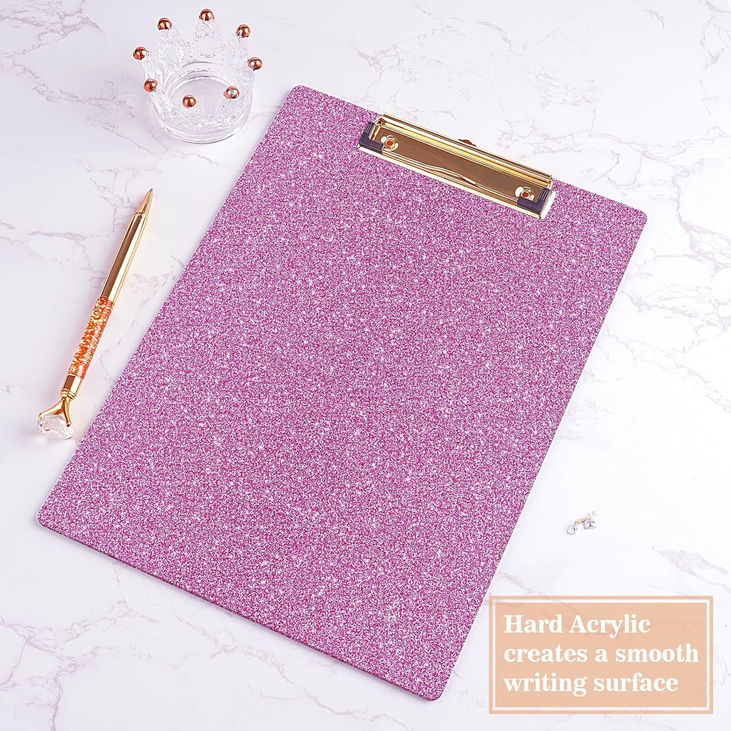 Hongri Plastic Acrylic Glitter Clipboard, 8.5x11" Stardard Letter A4 Size Clipboards for Classroom, Taecher, Women.Cute Confetti Clip Board, Office Supplies, School Supplies.