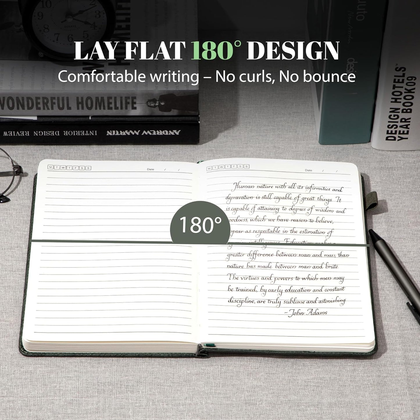 CAGIE Lined Journal for Women & Men, Tree Growth Ring Leather Bound Journal Notebook, 256 Pages 100 GSM Journals for Writing, A5 Hardcover Journaling Notebooks for Work, Note Taking