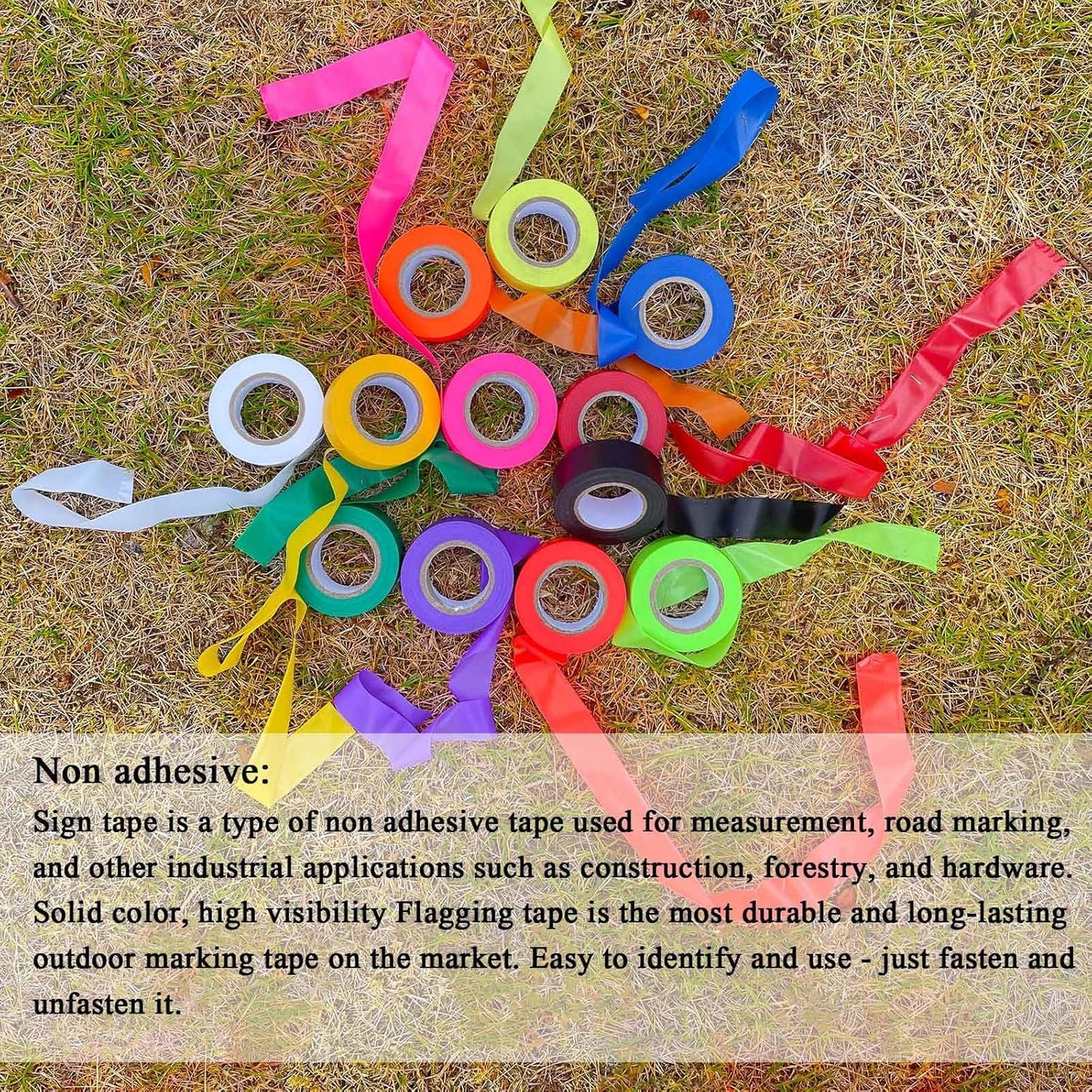 10 Pack Red Flagging Tape, Non-Adhesive Plastic Ribbon Neon Marking Roll, 1inch*2000ft, Marking Tape for Tree Marking, Hunting, Boundaries and Hazardous Areas,Trail Marking