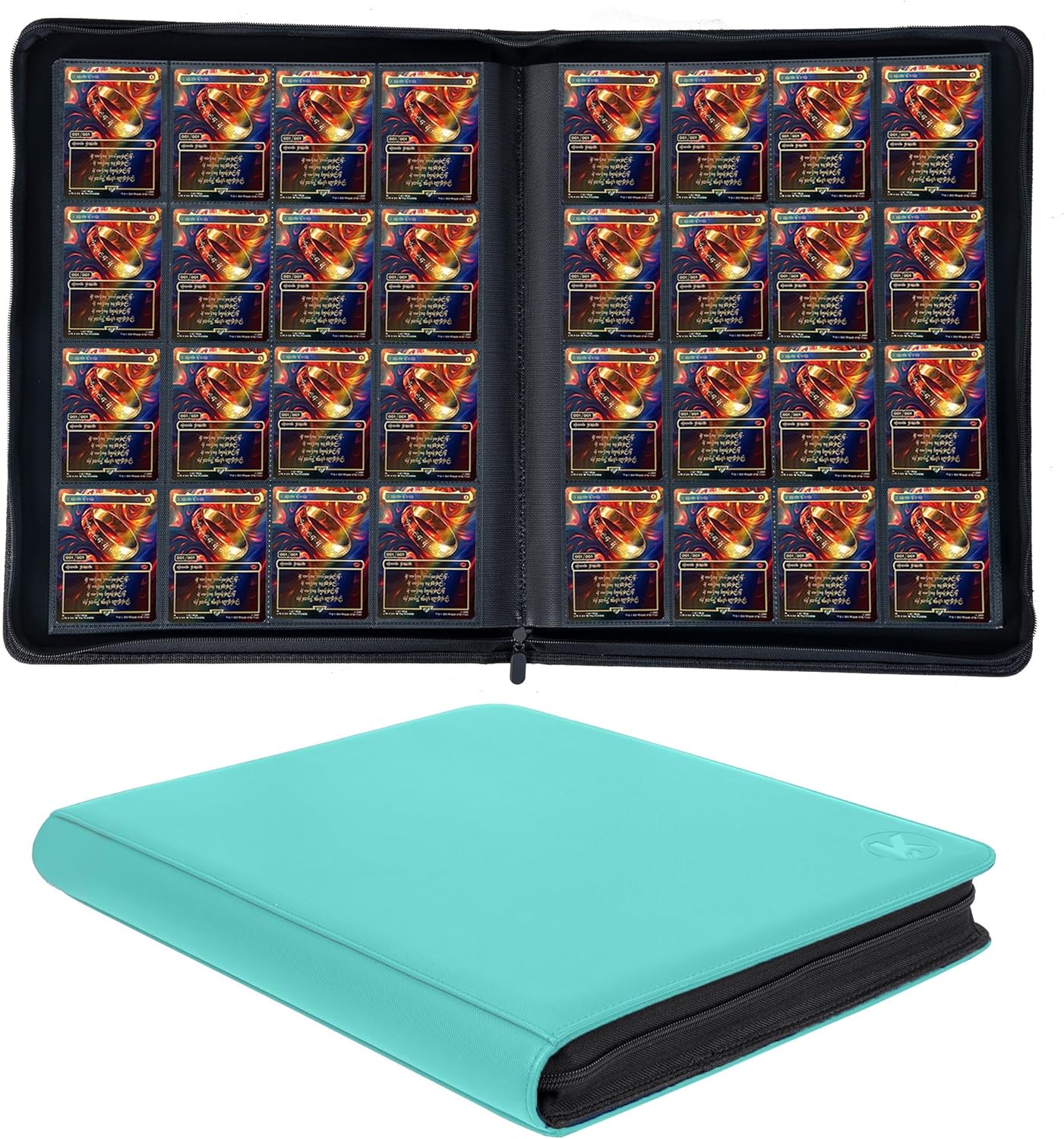 1000+ Pockets Trading Card Binder, 16-Pocket Card Ablum Compatible with MTG,Sports Cards & Other Standard Size Trading Cards (Teal)