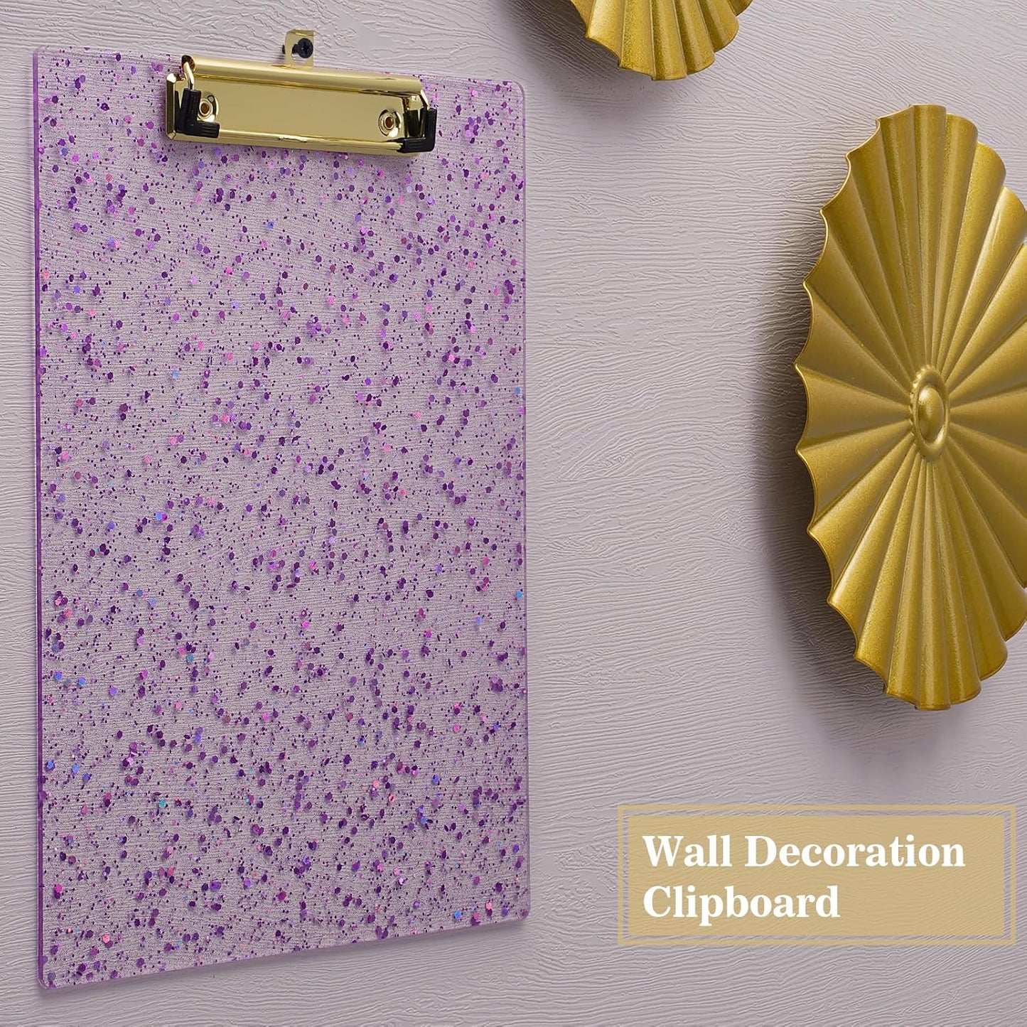 Hongri Plastic Acrylic Glitter Clipboard, 8.5x11" Stardard Letter A4 Size Clipboards for Classroom, Taecher, Women.Cute Confetti Clip Board, Office Supplies, School Supplies.