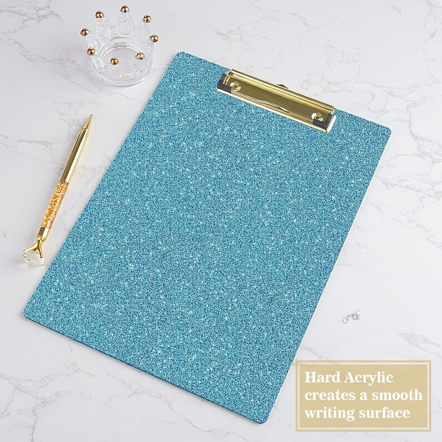 Hongri Plastic Acrylic Glitter Clipboard, 8.5x11" Stardard Letter A4 Size Clipboards for Classroom, Taecher, Women.Cute Confetti Clip Board, Office Supplies, School Supplies.