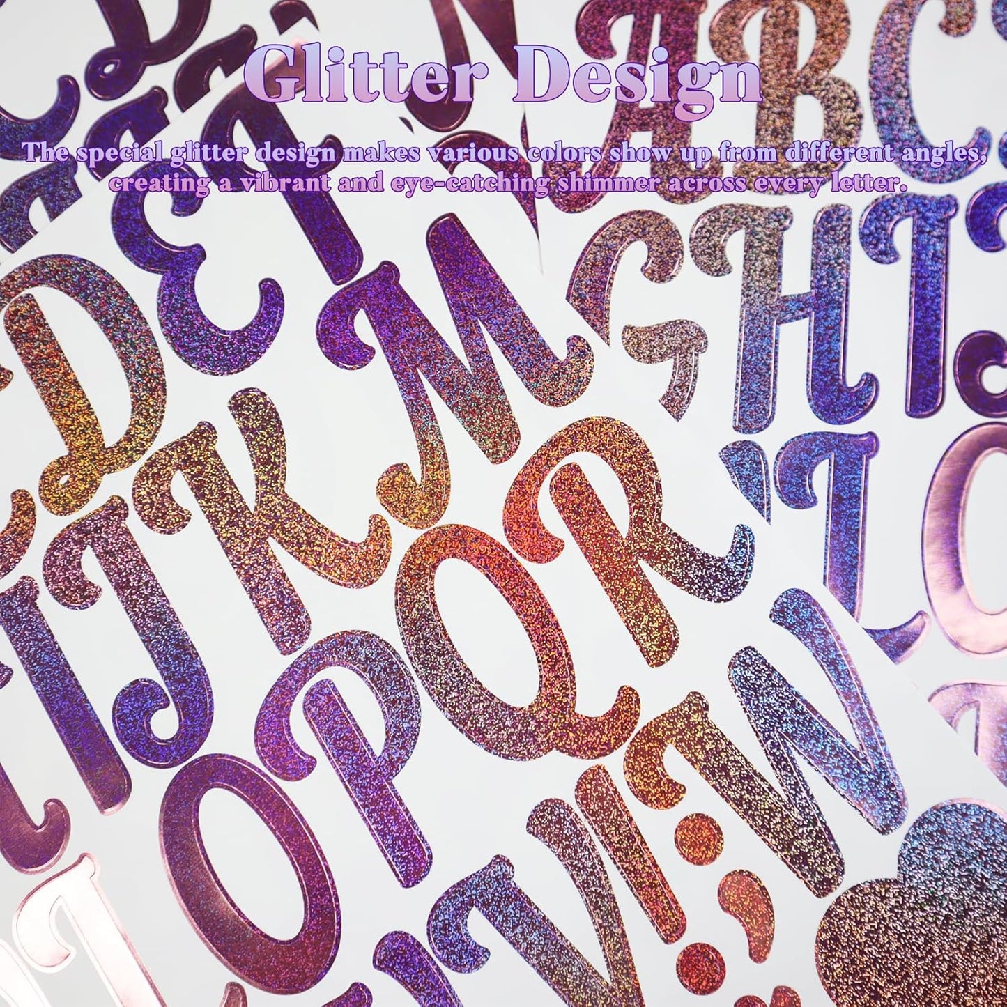 Glitter Letter Stickers, 10 Sheets 2 Inches Self-Adhesive Vinyl Letters Alphabet Sticker Decals for Scrapbook,Door,Mailbox,Bulletins Boards - Pink
