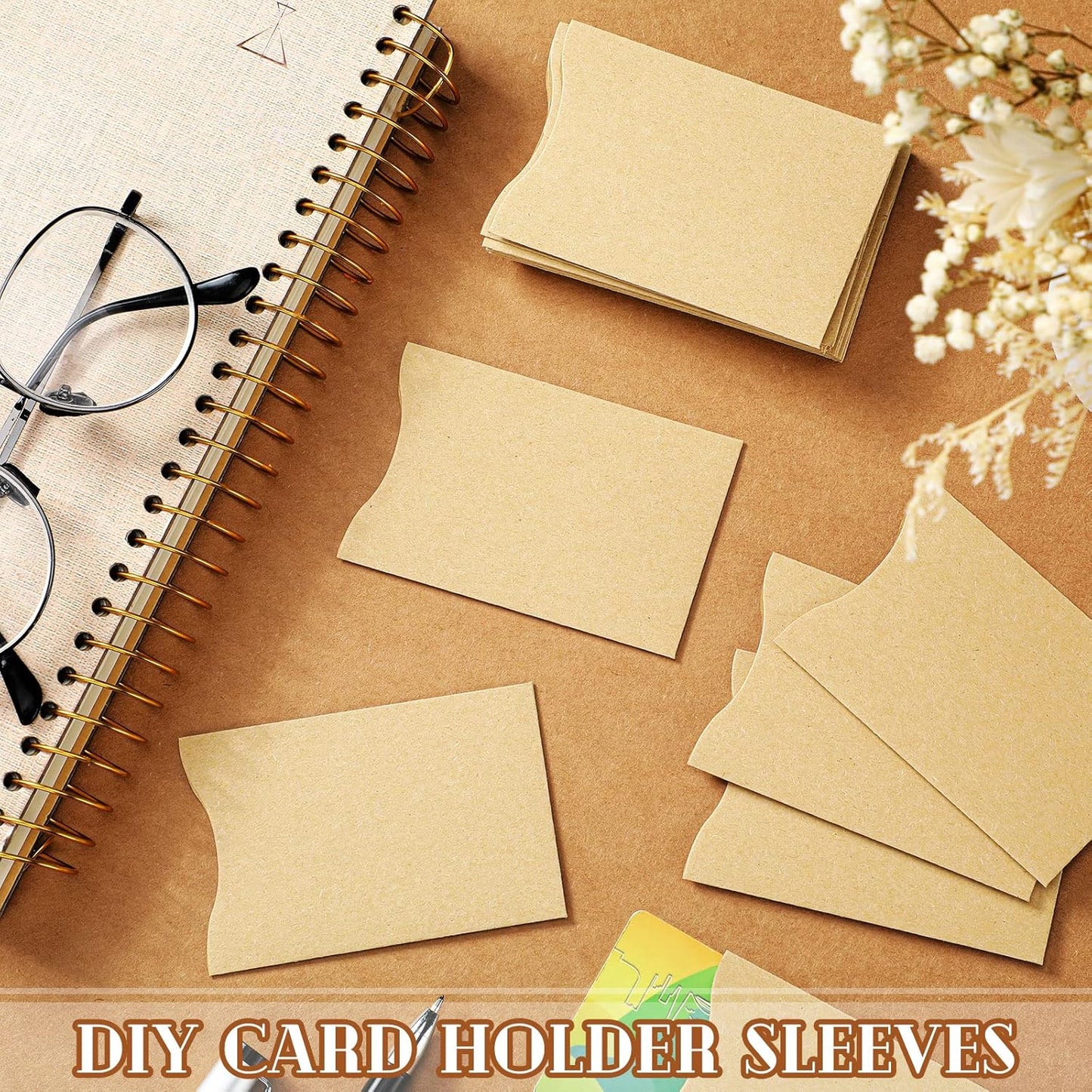 Glenmal 1200 Pcs Gift Card Sleeves Holder 3.5'' x 2.4'' Blank Hotel Key ID Card Holder Sleeve Kraft Envelopes Business Cover Protector for Keys