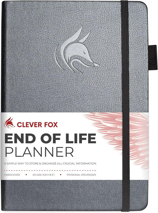 Clever Fox End of Life Planner – Final Arrangements Organizer for Beneficiary, Will Preparation, Last Wishes & Funeral Planning, A5 (Silver Black)
