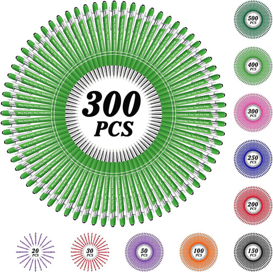 Max 500 Pcs Personalized Pens Bulk, Custom Pens with Free Engraving, Customized Stylus Tip Ballpoint Pen with Your Name Massage Text for School Office Business Graduation Anniversaries-300 Packs