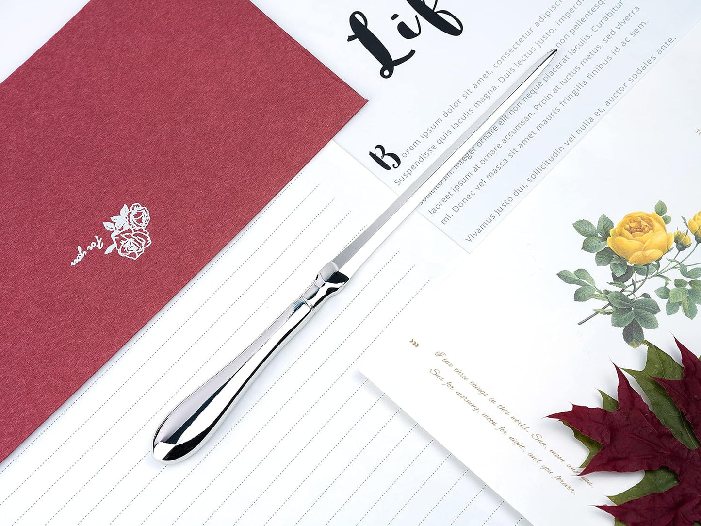 Silvery Letter Opener, Envelope Opener Knife Metal Letter Opening Knife, Paul Revere Paper Cutting Knife, 9 inches (2 Pack)