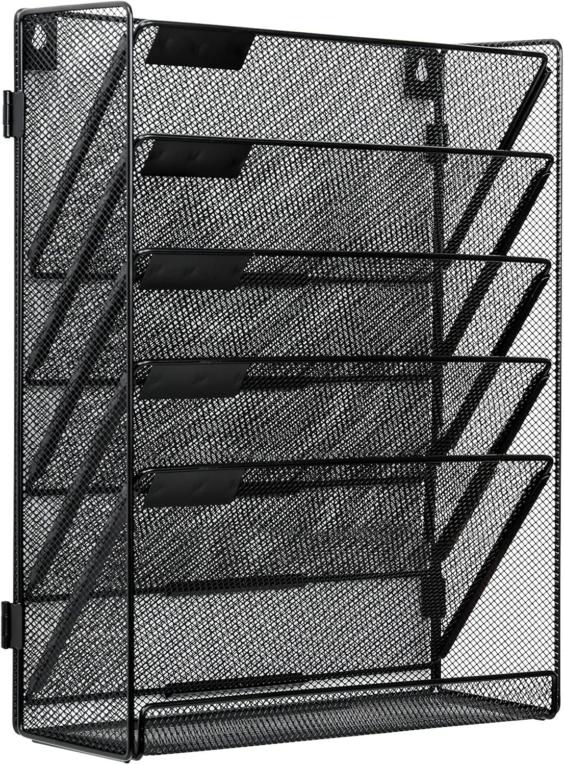 EasyPAG 2 Pack Wall File Organizer 5 Tier Assembly Office Supplies Vertical Hanging File Folders Holder Paper Rack,Black