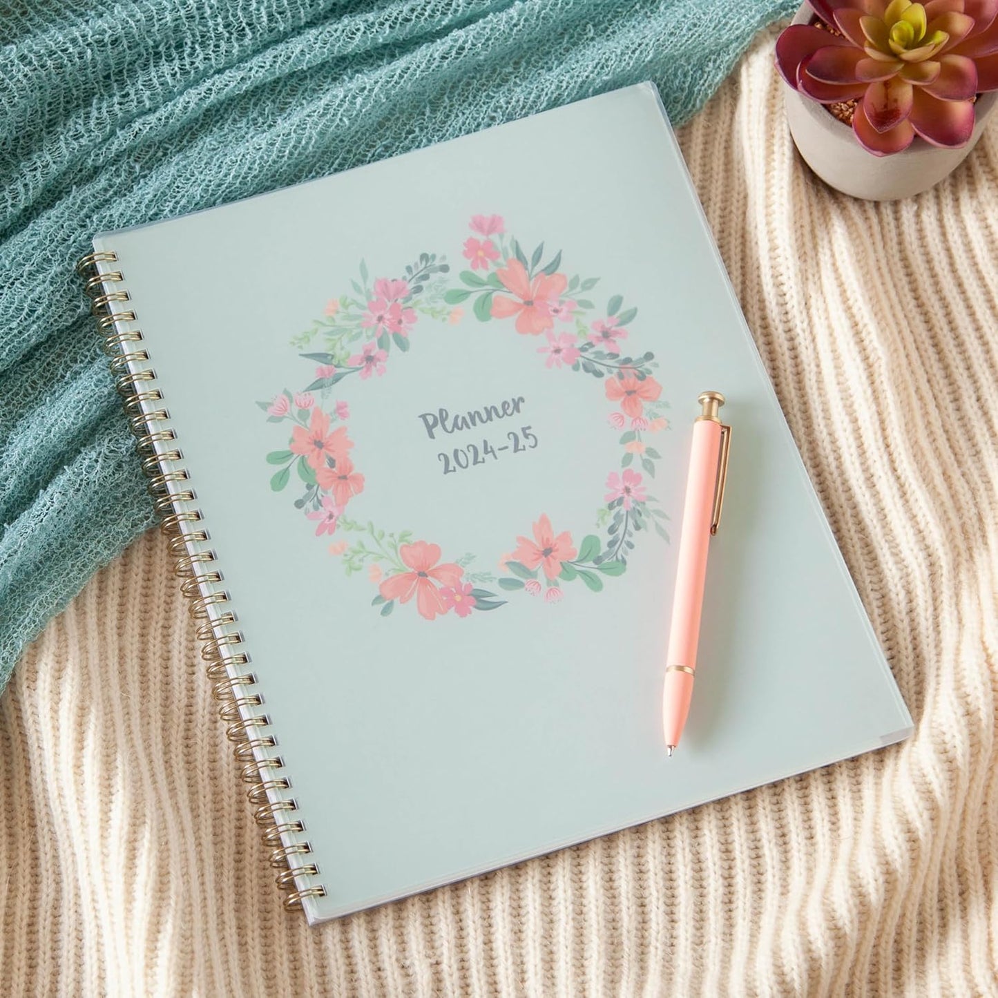 Blue Sky 2024-2025 Academic Year Weekly and Monthly Planner, 8.5" x 11", Frosted Flexible Cover, Wirebound, Laurel (150148)