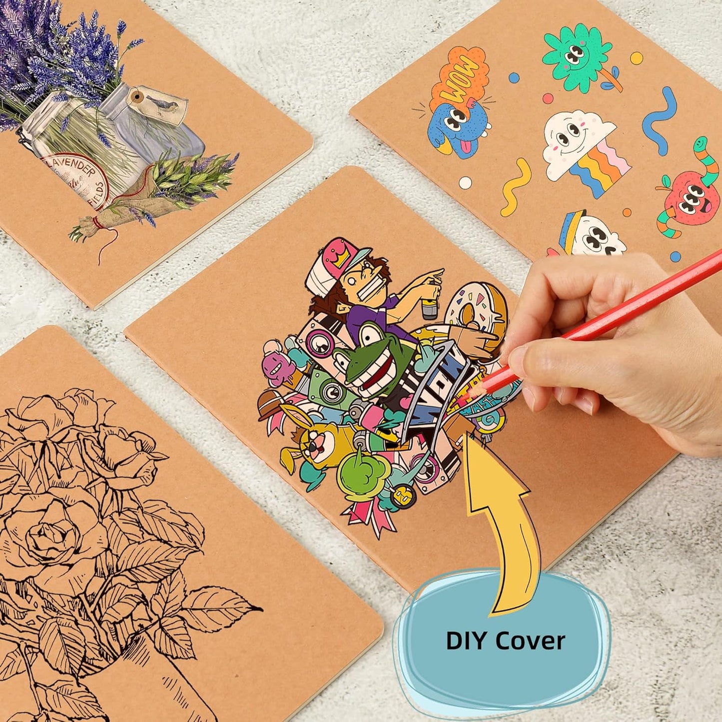 24 Pack Blank Notebook & Journal Bulk, Kraft Cover, Unlined Plain Thick Paper, A5 Size, 5.5x8.3 inch, 60 Page, Small Sketchbook Subject Note Pad Set for Women Men Kids Traveler Student Office