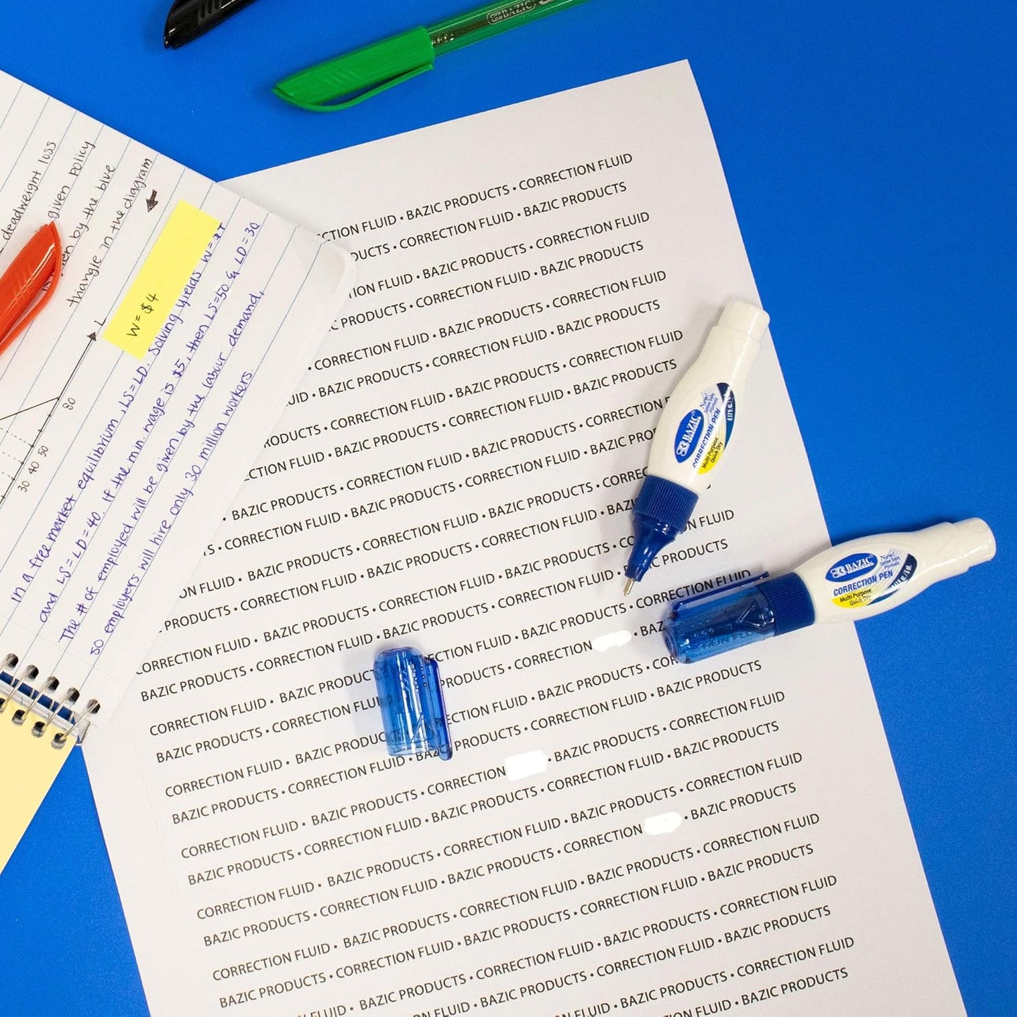 BAZIC Correction Pen (0.17oz/5 ml), Precise Metal Tip Applicator, Mini Fine Point Corrections Fluid, Squeeze White Out Wipe Out Liquid (2/Pack), 1-Pack