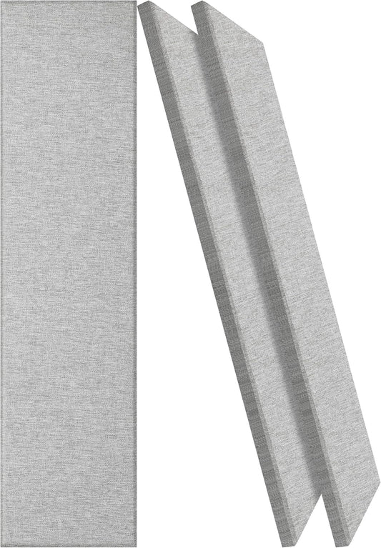 BUBOS 2 PCS Acoustic Panels,47.2''x11.8'' Fabric Soundproof Wall Panels,Self-adhesive Sound Absorbing Panels for Studios, Office, Home Theater, Fabric-Clad-N Light Grey