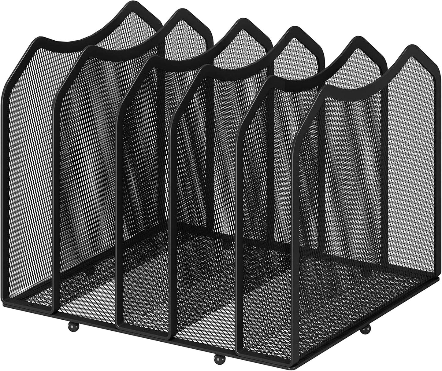 Simple Trending Mesh Desktop File Sorter Organizer, 5-Section Bookshelf for Desk Home Office, Black